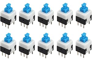 HALJIA 10pcs 6 pines Autoblocantes Interruptor pulsador interruptores DPDT 8 x 8 mm