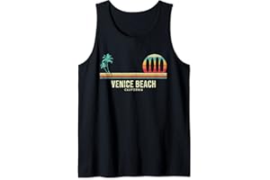 ABBIGLIAMENTO VINTAGE CALIFORNIA California Surf Venice Beach Tavola da surf vintage surfista Canotta