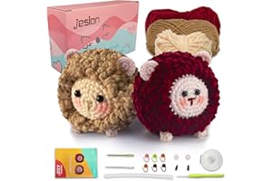 Jeslon eslon Crochet Kit for Beginners Set of 2 Cute Sheep Crochet Kit for Kids, Includes Complete Material Pack, with Step by Step Instruction and Video Tutorials