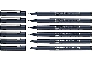 ‎SCHNEIDER Schneider Pictus Fineliner (Line Width 0.7 mm, Indelible Pigment Liner, Metal-Encased Tip, 85% Recycled Plastic Casing) Pack of 6, Black