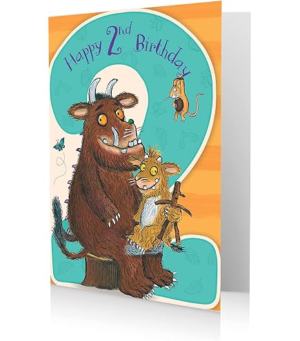 The Gruffalo Geburtstagskarte Zum 2. Geburtstag – Design GR007, 178 X 128 Mm, Farbig Innen & Außen – Süße Grußkarte Für Kleine Grüffelo-Fans
