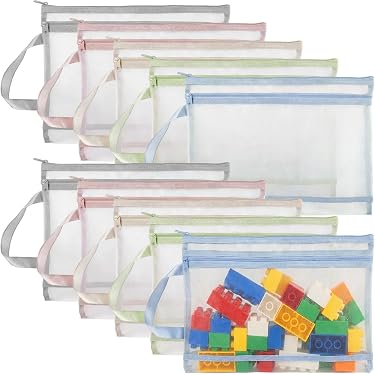 INOOMP 100 Sacchetti In Rete Plastica Con Chiusura A Cerniera – 25 Cm, Portaoggetti Per Biglie, Perline E Giocattoli (Bianco)