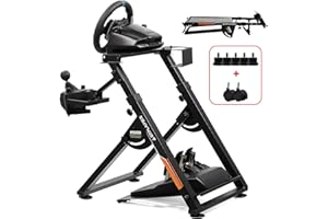 GTPLAYER Steering Wheel Stand for G25 G27 G29 G920 Foldable Racing Wheel Stand with Cup Holder Adjustable Height/Angle, Driving Simulator Gaming Wheel Stand