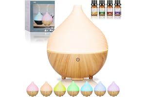 BUOAZR 160ML Difusor de Aceites Esenciales, Difusor de Aroma Sin BPA, Humidificador Ultrasónico Silencioso, 7 Colores LED, Apagado Automático, Humidificador Aceites Esenciales para el Hogar