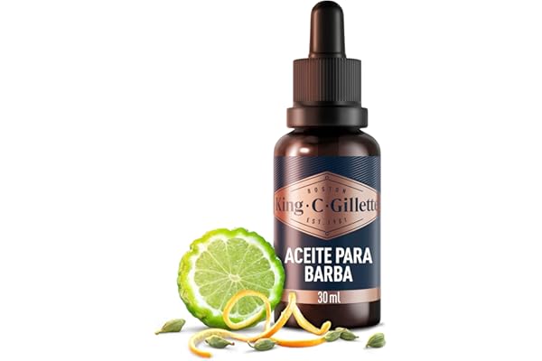 King C. Gillette Aceite Para Barba Para Hombre, Barba Suave Y Fragante, Con El Característico Aroma De King C. Gillette Con Notas De Sándalo, Cedro, Bergamota, Semillas De Cardamomo Y Mandarina, 30 ml