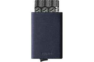 VULKIT Credit Card Holder RFID Blocking Mens Leather Bifold Card Wallet Automatic Pop Up for 9 Cards with ID Window & Coin Pocket