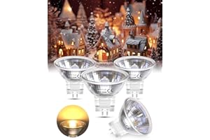 TobeBright 4 x MR11 6V Fibra Ottica Albero di Natale Lampadine Alogene Sostituzione, 10W GU4 MR11 Lampadine Alogene Faretto, Bianco Caldo 2800K, Dimmerabile, per Natale, Decorazioni per la Casa