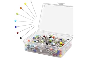 AILIVER Alfileres de costura, alfileres de cabeza redonda, costura, para la fabricación de joyas, mercería, patchworkde, costura y artesanía, 250 unidades, color mixto, 38 mm