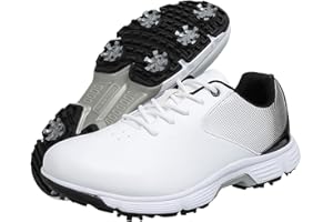 ZHENSI Chaussures De Golf pour Hommes avec Baskets Imperméables À Coupe Large en Cuir À Pointes Grande Taille