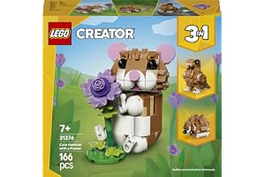 LEGO Creator 3 w 1 Uroczy chomik z kwiatkiem 31376 | Zestaw klocków konstrukcyjnych, model chomika do przebudowy na ptaka lub jeża, prezent dla dzieci od 7 lat, 166 elementów