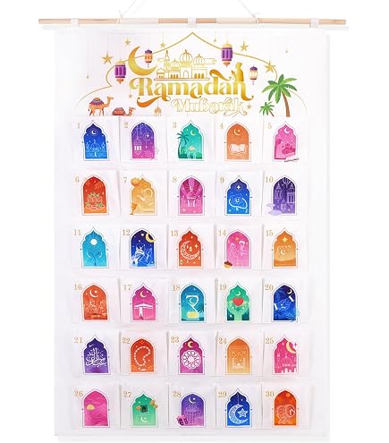 Avvento in Tessuto con 30 Tasche Ramadan Eid Decorazioni