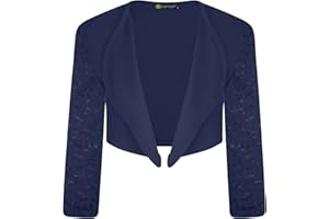 LOTMART Fille Long Manche Dentelle Bout Ouvert Boléro Veste pour Enfants Cardigan Haut