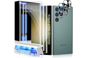 MOWEI [3+2 Sztuki] Ochraniacz Ekranu do Samsung Galaxy S23 Ultra, 3X Szkło Hartowane, 2X Zabezpieczenia Obiektywu Aparatu, Twardość 9H, Odciski Palców ID, Case Kompatybilne
