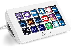 AJAZZ AKP153 Studiodeck, Stream-Controller, 15 Makrotasten, Seitenbildschirm, auslösen von Aktion in Software wie OBS, Twitch, YouTube und mehr, für Content Creators, Streaming, Gaming, Mac/PC, Weiß