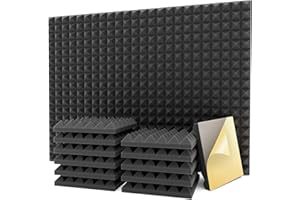 AKSBTEC 24 Stück Schalldämmung Selbstklebend Akustikschaumstoff 5CM Schaumstoffplatte Schallabsorber Schalldämmung Wand Noppenschaumstoff Schallschutzmatte für Tonstudio, Arbeitszimmer (24 Stück 5CM)
