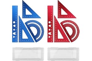 Eozighi Set Righello per Geometria 8 Pcs Righello Metallo Geometria Righello Matematica per Studenti Matematica Geometria Attrezzo per Architettura, Studenti, Disegnatore E Ingegneri, Rosso e Blu