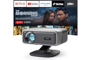 Smart Beamer 4K[Kompatibel mit Netflix] 3D Dolby Audio VISSPL 30000Lumen Autofokus/Auto Trapezkorrektur Projektor,WiFi6 Bluetooth Beamer 4K Heimkino,Outdoor Video Projektor Mit 360° Drehbarem Ständer