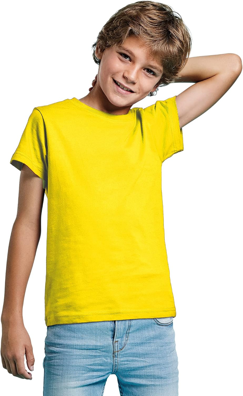 Camiseta de Colores Manga Corta 100% Algodón para niños - Camiseta Unisex Cuello Redondo, cómoda, Suave, Lisa y Elegante