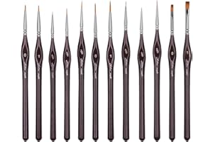 WLOT Pinceaux Peinture Professionnels Détail Pinceaux pour Acrylique Huile Aquarelle Nail Art Pinceau de détail Ensemble,12 pièces. (Marron)