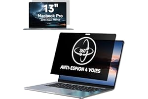 IPROKKO Film de protection confidentiel à 360° pour MacBook Pro 13" (2016-2022, M1, M2) et MacBook Air 13 (2018-2021, M1), autocollant anti-reflet, filtre de confidentialité quatre voies