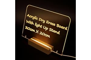 Nynelly Acryl Whiteboard, trocken abwischbar, transparente Notiztafel mit Lichtsockel, 11,8 x 7,8 Zoll, Memo-Tablett aus Acryl, Schreibtafel mit Markern, Haus, Büro