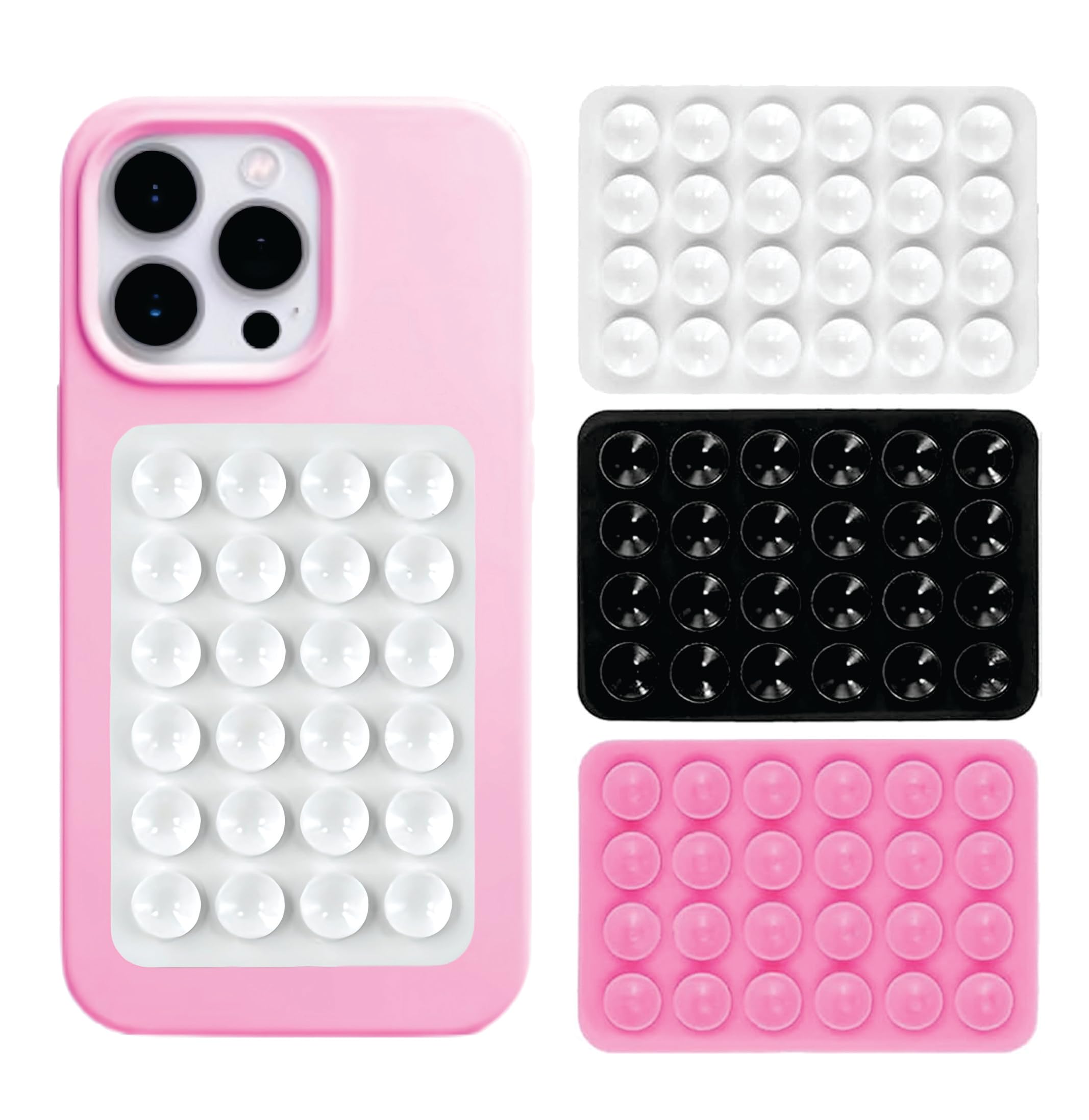 finistra® Suction Phone Case (Pack of 3) Anti-Slip Silicone Back Cover Multipurpose Hands-Free Sticky Pads for Phone Case Mount for Selfies Videos Mirror Shower Car Dashboard and Windshield
