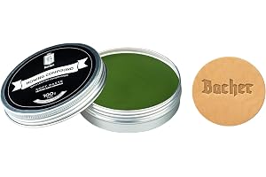 Bacher Strigelpasta 100 g - grön mycket fin 8000 - mjuk polerpasta knivar | Bivax och lanolin vårdar lädret | Kök, rakkniv, stämjärn | 0,9-1,1 mikron