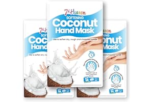 7th Heaven Coconut Hand Masks (Pack of 3) - Hand Mask Gloves to Freshen and Rehydrate Chapped, Rough and Dry Hands, Vegan Skincare - Genuine 7th Heaven Skincare