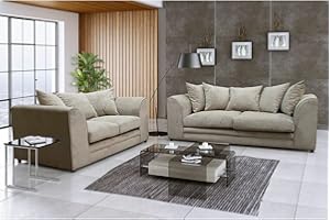Furnishings For Less UK Casper Chenille Beige Fabric Sofa Suite 3 and 2 Seater Sofas (Beige, Sofa Suite 3 + 2)