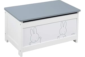 roba Leksakskista Miffy av trä, leksakskista för barn med uppklappbar sittyta och dämpningsfäste, kista/bänk för barnrummet