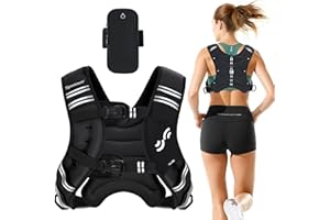 Sportneer Kamizelka obciążeniowa z odblaskowymi paskami do podnoszenia ciężarów, biegania i fitnessu, 3,6 kg/5,4 kg/ 6,8 kg/9 kg/11 kg, regulowany rozmiar klatki piersiowej, praktyczna kieszeń