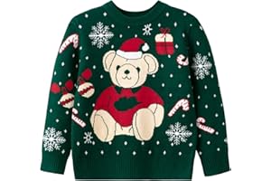 Wexuua Christmas Sweater Toddler Baby Boy Girls Santa Saurus Knitwear Xmas Dinosaur Jumpers for Kids 1-6 Years