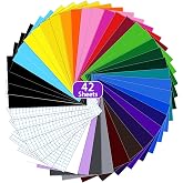LUXECOVE 42 Sheets Permanent Vinyl 12 x 8.25 Inches Textile Vinyl Adhesive Vinyl Suitable for Cutting Machine DIY Decoration
