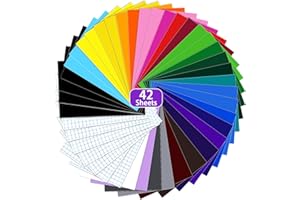 LUXECOVE 42 hojas de vinilo permanente, 30,5 x 21 cm, vinilo textil, vinilo adhesivo, apto para máquina de corte, decoración DIY