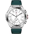 Swiss Military DOM6 Smartwatch 1.43" AMOLED, Bluetooth Calling, Multi Language, Health & Sports Tracking, Wireless Charging, 7 Days Battery, IP67, iOS/Android Compatible,Silver Frame with Green Strap