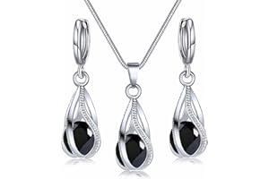 Hanaoops Set di gioielli da donna in argento 925 con ciondolo a forma di goccia a goccia Parure di gioielleria con zirconi cubici set regalo per fidanzata moglie per San Valentino
