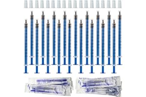 RIVIEVAL 18Pcs 1ml Plastic Syringes with Caps, No Needle Syringe with Measurement Small Feeding Syringe Colostrum Syringes for Scientific Labs, Feeding Pets, Liquid Measuring or Refilling Multiple Uses Tools