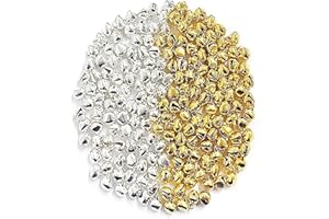 yufana 200 Piezas Mini Campanas Dorado, 6 mm Pequeños Cascabeles para Decoración, Cascabeles De Hierro con Ojal, Adecuadas para DecoracióN de Vacaciones, FabricacióN de Joyas,Mascotas(Oro, Plata)