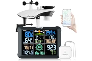 Sainlogic SA9Plus Inteligente Estación Meteorológica WiFi: Sensor Inalámbrico Interior/Exterior, Pronóstico 24/7 por Weatherseed® AI, UV, Alertas y Exportación de Datos 2Años