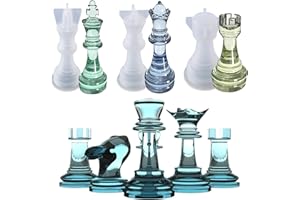 gotyou 6 Pièces Echecs RéSine Moule, Moule en Silicone Coulée D'Echiquer, Moule en Résine D'Echecs Moule en Résine, Moule D'echecs pour Résine Silicone, pour Jeux Société en Plein Air