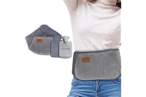 CLOXKS Hot Water Bottle Pouch with Waist Cover with Wearable Belt, Wrap Around Hot Water Bottle PVC Soft Hand Warmer Leakproof Water Bag for Stomach, Period Pain Relief, Back, Tummy and Shoulders1