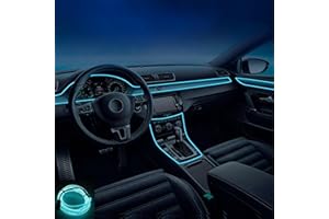 Kwoxet LED Voiture Interieur, USB EL Wire Auto 5m/16.4ft Eclairage d'ambiance 5v Eclairage Intérieur LED de Voiture,Convient Pour Les Interstices du Ableau de Bord (Glace Bleue)
