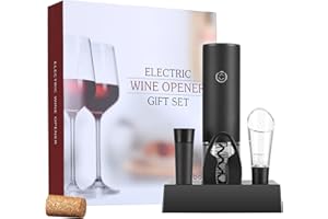 YYDSBAYS Corkscrew Wine Opener Set, Electric Automatic Bottle Opener with Gift Box (Basic Set, Rechargeable, Black)