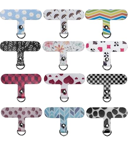 8 Toppe Adesive Per Cordino Telefono - Tela, Con Anello Metallico, Per Smartphone 4-6.7 Pollici