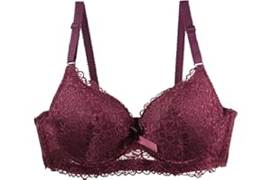 Guhmomh Push up BH Damen mit Bügel Klassische Florale Spitze Damen-BHS Weich Bequemer Bügel Bustier mit Schleifen Dekoration Modische V-Ausschnitt Lifting Bras Tshirt Bralette Atmungsaktiv Top