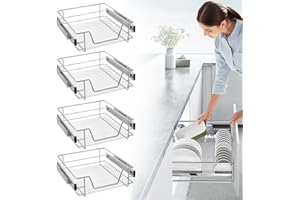 TRMLBE Juego de 4 Cajones Telescópicos 50cm Cajón Cocina Armario Organizador Armario Tirador Dormitorio Cajón Estante Cocina con Guías Carga Máx 20kg
