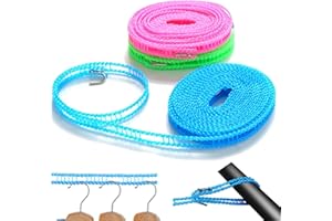 PANYI 3 Rotoli 10m Stendibiancheria Antiscivolo, Filo Per Stendere Il Bucato Da Esterno, Stendibiancheria Portatile, Stendibiancheria Da Viaggio Anti-Groviglio Per Esterni, Interni, Casa, Viaggi, Campeggio