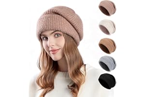 TAGVO Bonnet d'hiver Chaud Décontracté pour Femme, Bonnet Tricoté avec Protection Auriculaire, Coupe-Vent et Doux pour Usage Quotidien, Bonnet Élastique Confortable pour Activités en Plein Air