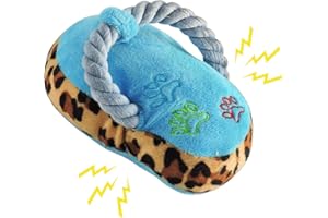 Andiker Juguete chillón de cuerda para perro, juguete de peluche duradero, de algodón suave, juguete para masticar en forma de zapato, juguete interactivo para perros pequeños y medianos (2)