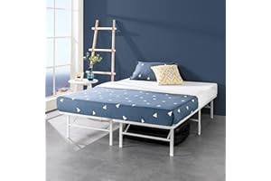 Zinus SmartBase Letto pieghevole 140x190 cm - Altezza 35 cm - Ottimo come letto per gli ospiti - Con contenitore sotto il letto - Letto in metallo - Bianco